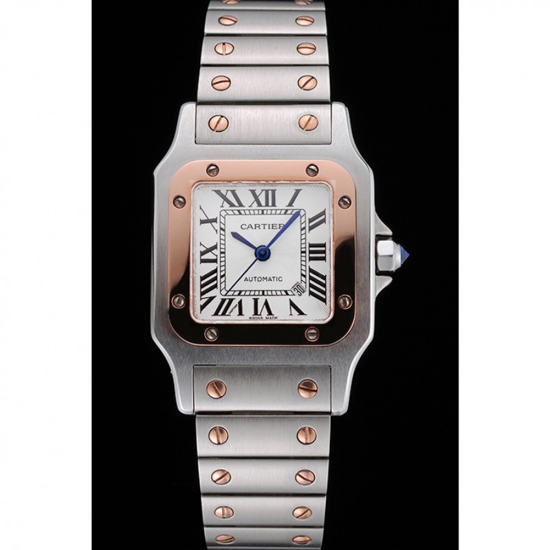 Svizzera Cartier Santos De Cartier Galbee in oro rosa e cassa in acciaio bracciale in acciaio Piccolo 622.645