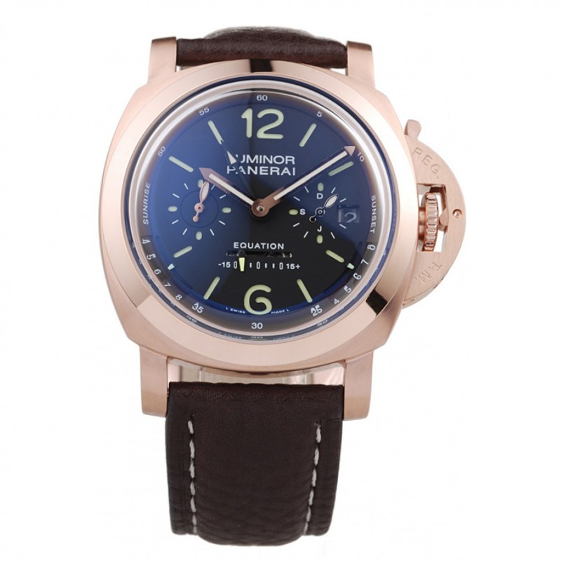 Panerai Luminor cassa in oro rosa quadrante nero scuro cinturino