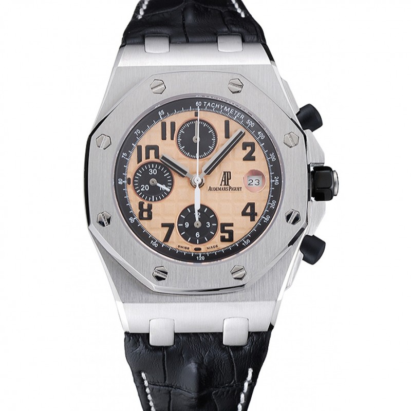 Svizzera Audemars Piguet Royal Oak Offshore Gold Quadrante Cassa in acciaio cinturino in pelle nera 622.849