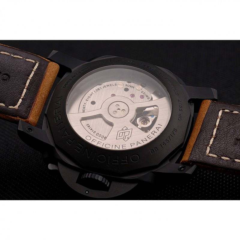 Svizzero Panerai Luminor GMT Carbotech quadrante nero Caso Marrone