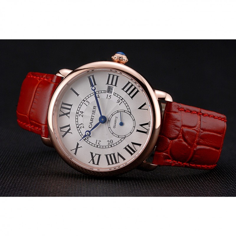 Orologio quadrato al quarzo in pelle rossa Taport per gli