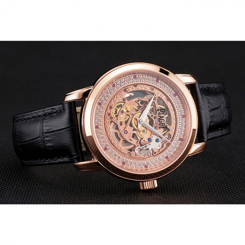 OBLVLO Orologio Uomo Lusso Automatico Scheletro – Cassa Oro Rosa E Vetro Zaffiro – Movimento Meccanico A Vista