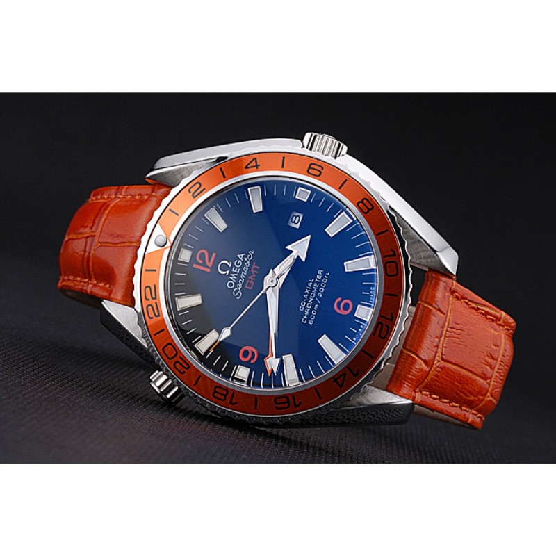 Cinturino orologio in pelle rally racing nero blu arancione marrone con