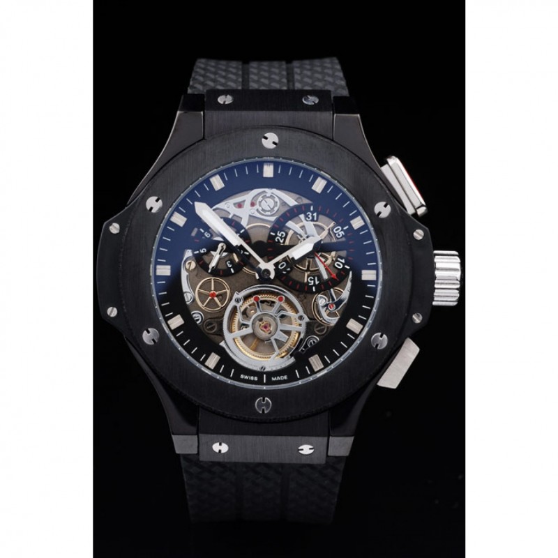 Cinturino In Gomma Nero 25mm Per Hublot Big Bang - Ewatchparts - Con Viti, Senza Fibbia
