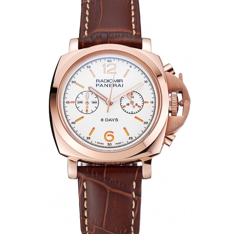 Panerai Radiomir 8 Giorni Chronograph quadrante bianco cassa in