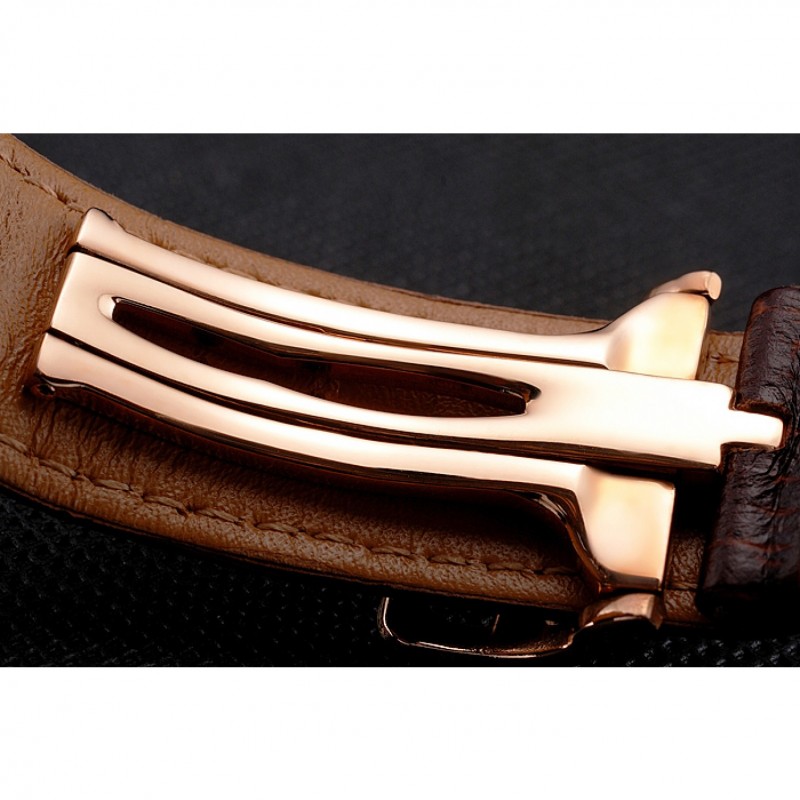 Hermes Dressage quadrante bianco cassa in oro rosa cinturino in pelle marrone - Orologi replica