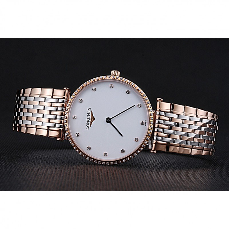 Longines La Grande Classique in oro rosa quadrante bianco Diamond