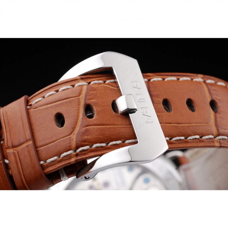 Grande Coccodrillo 22mm Pelle Cinturino Antico Marrone Con Beige Cucitura Pam 22 - Foto 4