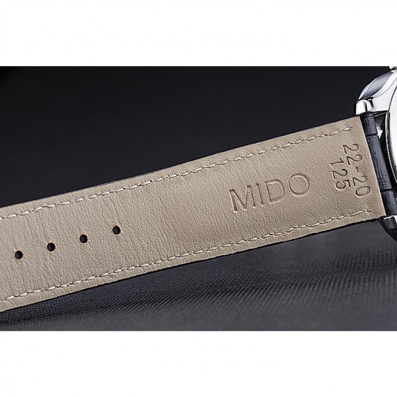JDIME Canda di guardia in pelle genuina per Mido Multifort M005 Serie M005930 braccialetto 23mm con fibbia per farfalla in acciaio senza spazio(Black gold,18mm